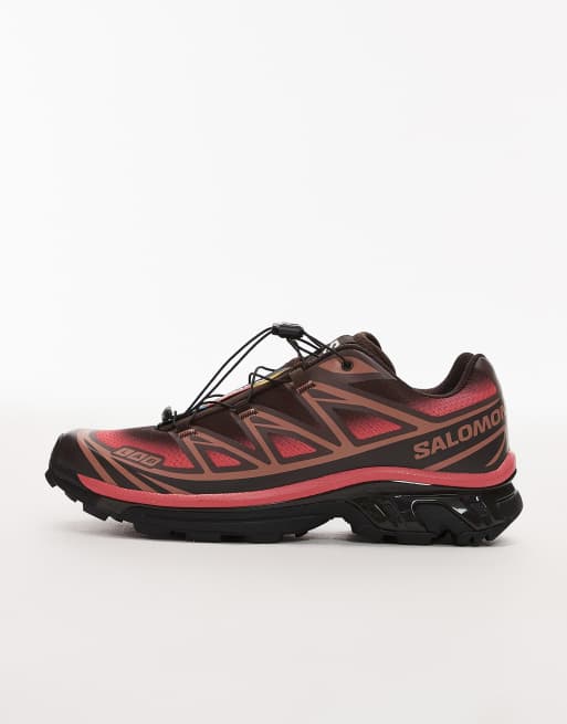 Salomon XT-6 Skyline trainers in black coffee and rouge red, 2 of 5