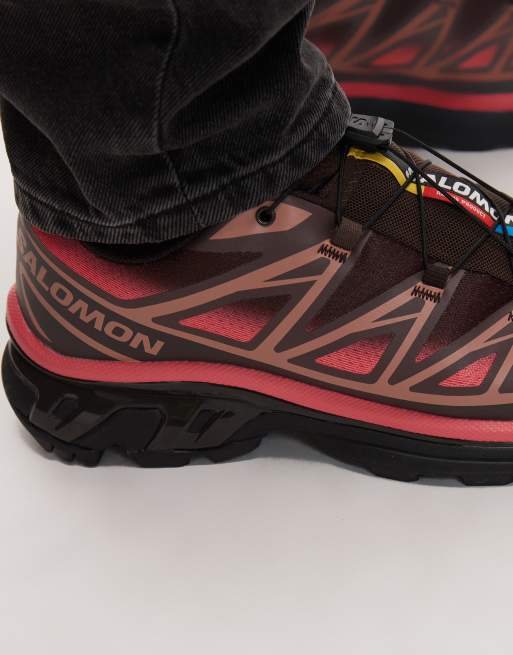 Salomon XT-6 Skyline trainers in black coffee and rouge red, 3 of 5
