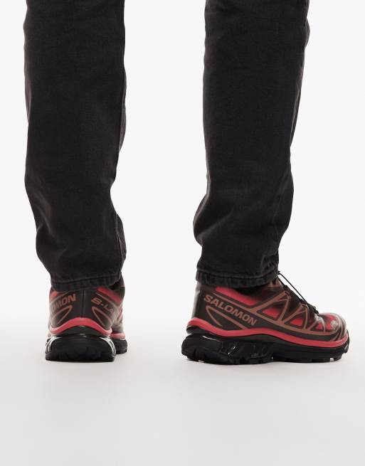 Salomon XT-6 Skyline trainers in black coffee and rouge red, 4 of 5