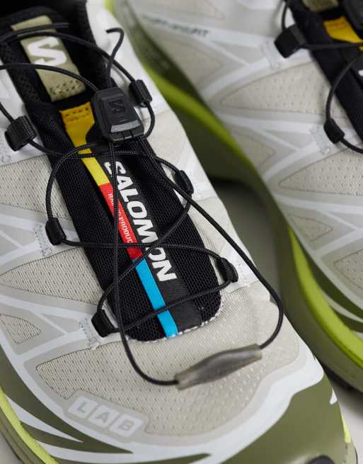 Salomon XT-6 sneakers in lunar rock en groen, 4 van 5