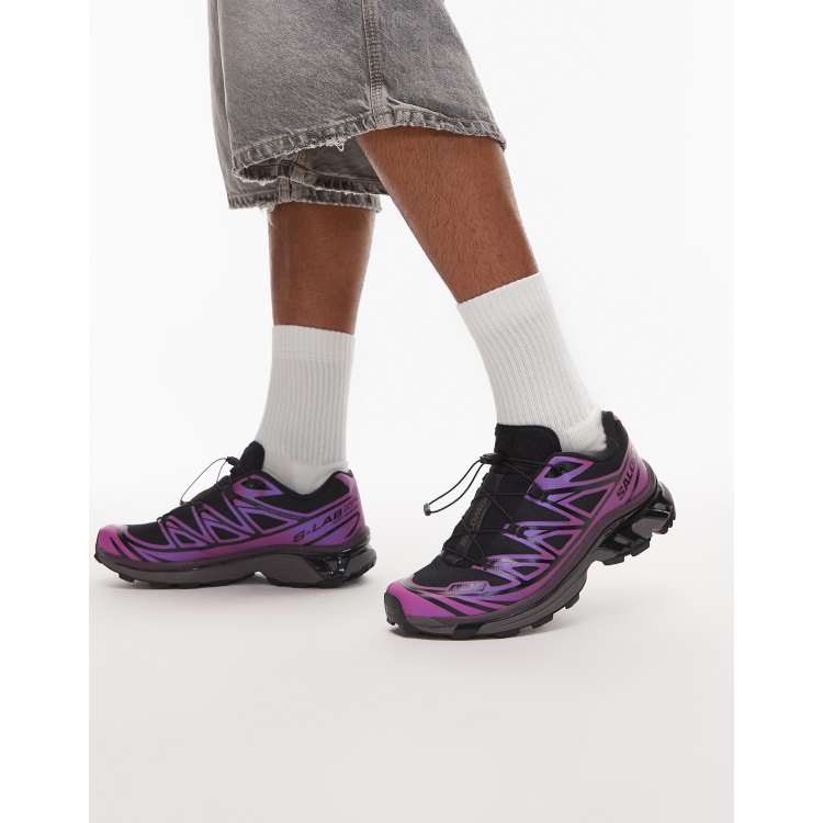 Salomon XT-6 trainers in black and iridescent purple | ASOS