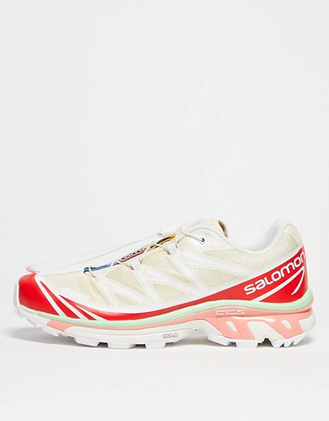Salomon XT-6 unisex trainers in shortbread and poppy red