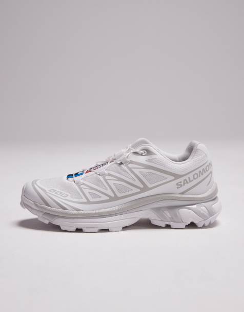 Salomon XT-6 unisex trainers in white and lunar rock - view 2