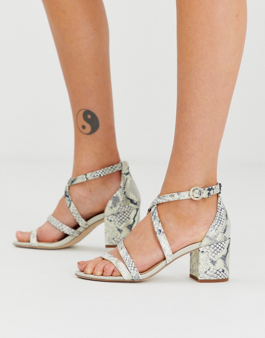 Sam Edelman – Ormskinnsmönstrade sandaler med blockklack och remmar-Flerfärgad
