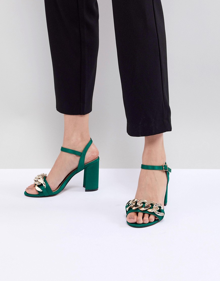Sandaler med blokhæl og kæde fra ASOS DESIGN-Grøn