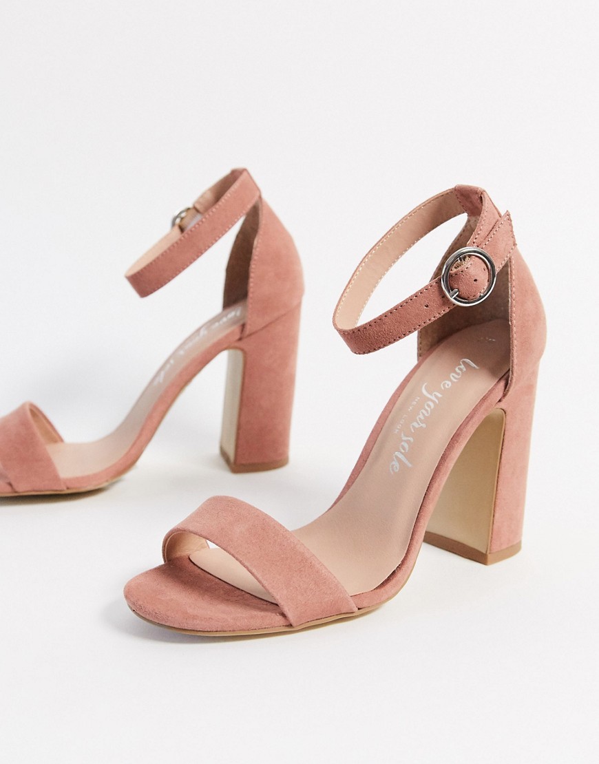 Sandaler med høje blokhæle fra New Look-Pink