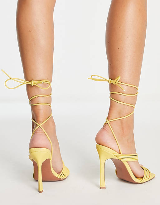 Sandalias amarillas con tacón medio y diseño de ASOS de color Amarillo Mujer Zapatos de Tacones de Sandalias de tacón 
