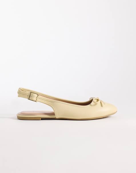Sandalias amarillas destalonadas de cuero sintético de New Look Wide Fit - view 1