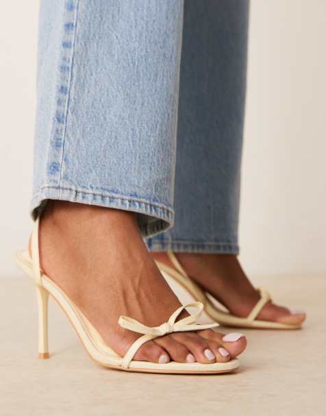 Sandalias amarillo limón de tacón con lazo de Glamorous - view 1