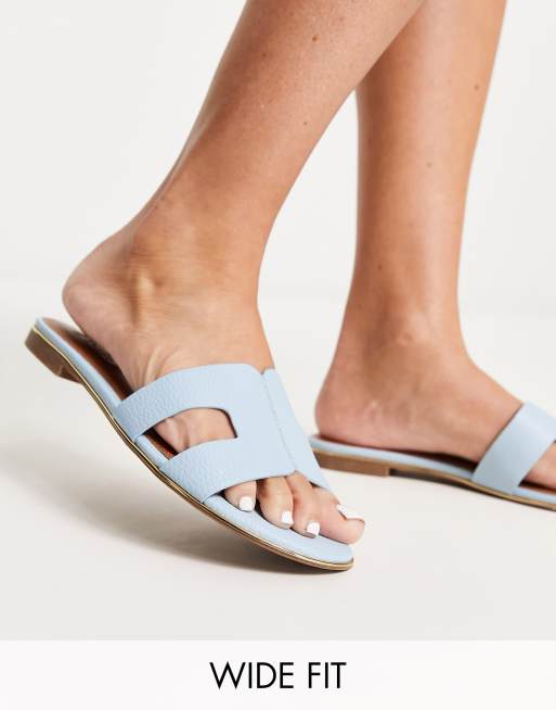 Sandalias azul hielo planas sin cierres Loopy de Dune London Wide Fit