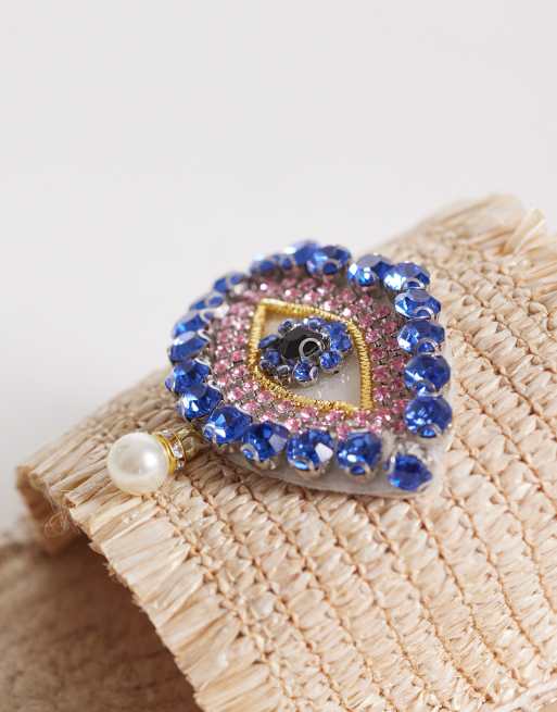 Sandalias beis de rafia con detalle de ojo turco de South Beach, 2 de 4