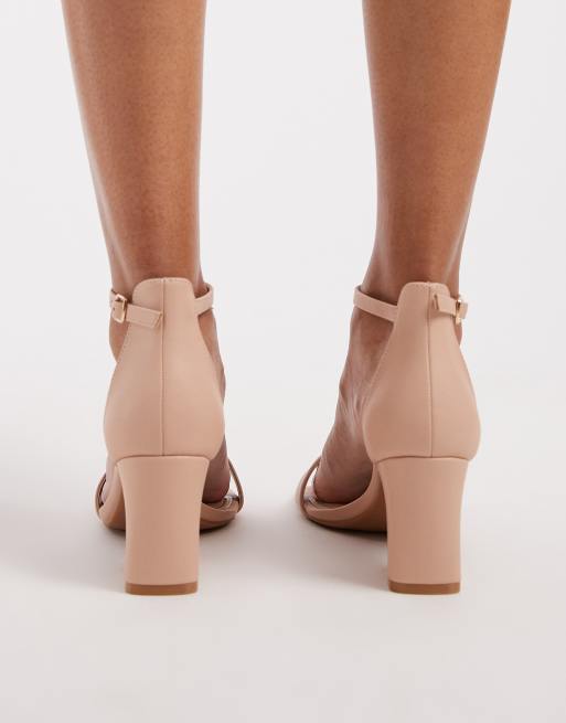 Sandalias beis de tacón grueso Leal de SEQWL Wide Fit, 4 de 4