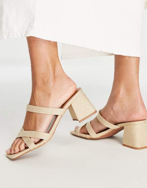 Sandalias beis de tacón medio con tiras cruzadas Herbie de ASOS DESIGN, 4 de 4