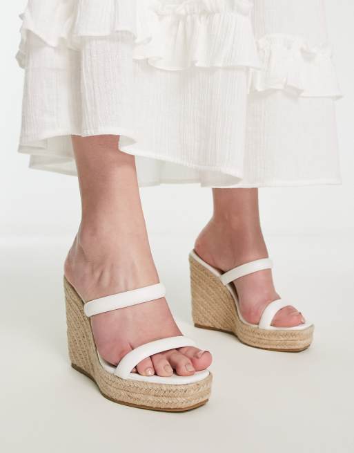 Sandalias blancas con cuña estilo alpargatas de Glamorous