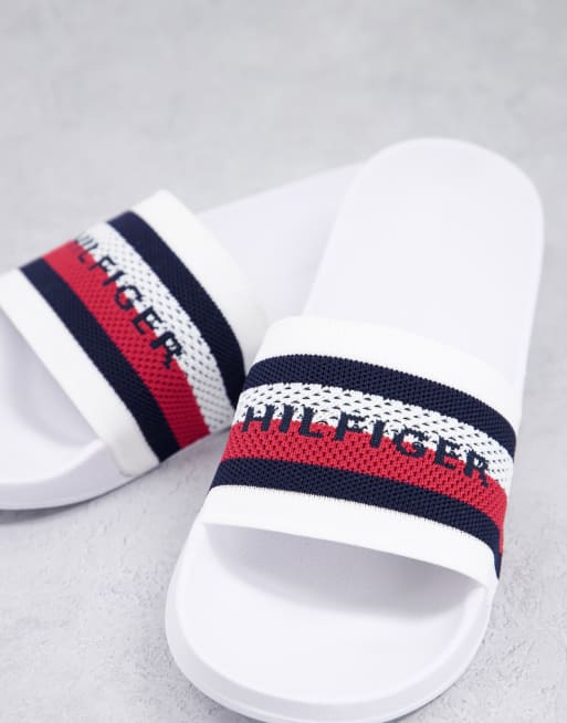 Sandalias blancas con logo de bandera de punto de Tommy Hilfiger