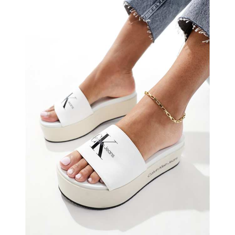 Jeans Sandalias Blancas Mujer Sandalias Calvin Klein Plataforma