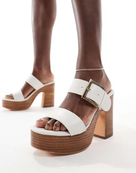 Sandalias blancas con tacón de bloque de French Connection - view 1