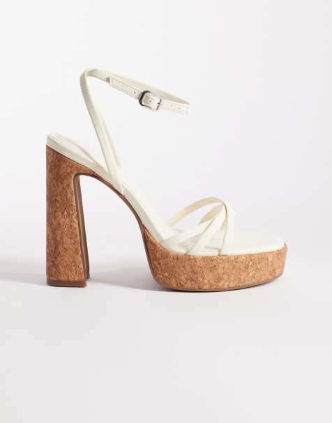 Sandalias blanco hueso de tacón alto y plataforma con diseño de tiras Nancy de ASOS DESIGN - view 1