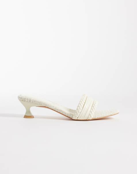 Sandalias blanco hueso de tacón bajo con diseño entretejido de Glamorous - view 1