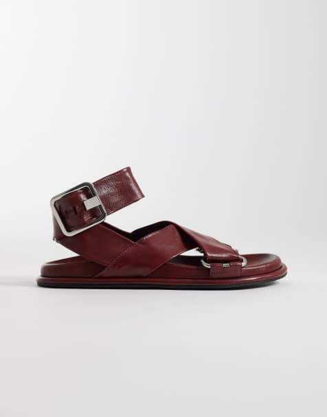 Sandalias burdeos con plantilla moldeada de cuero premium Forrest de ASOS DESIGN - view 1
