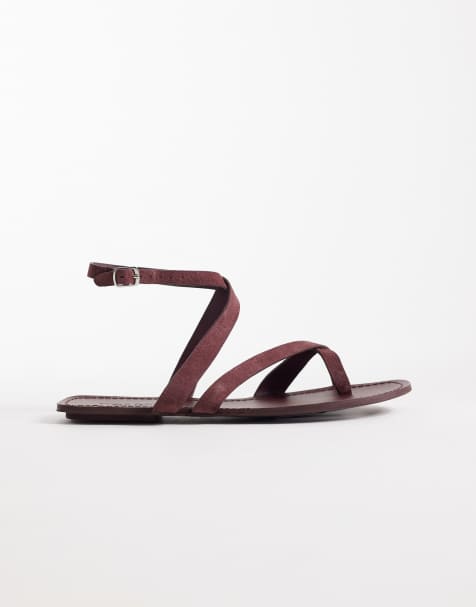 Sandalias burdeos de ante Friction de ASOS DESIGN - view 1