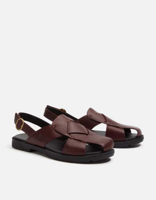 Sandalias burdeos de cuero granulado Calista Bay de Timberland