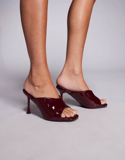 Sandalias burdeos estilo mules de tacón J'adore de Public Desire - view 1