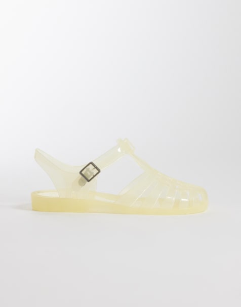 Sandalias cangrejeras amarillo limón planas de goma Medley de ASOS DESIGN - view 1