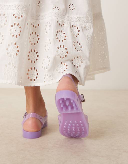 Sandalias cangrejeras lilas planas de goma Medley de ASOS DESIGN