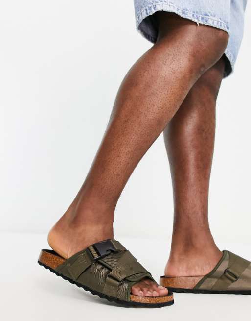Sandalias caqui oscuro con diseño de tiras de New Look