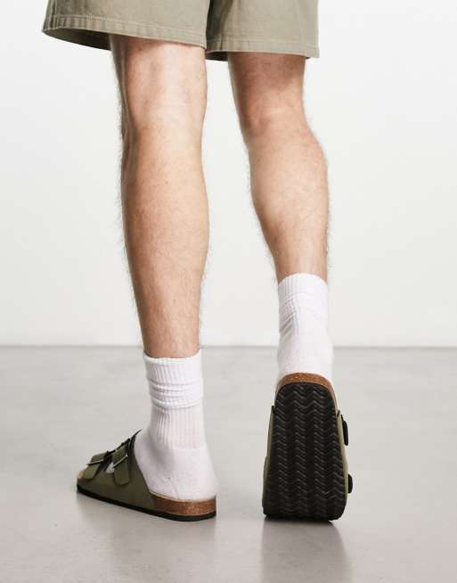 Sandalias caquis con diseño de dos tiras de antelina de ASOS DESIGN, 2 de 4