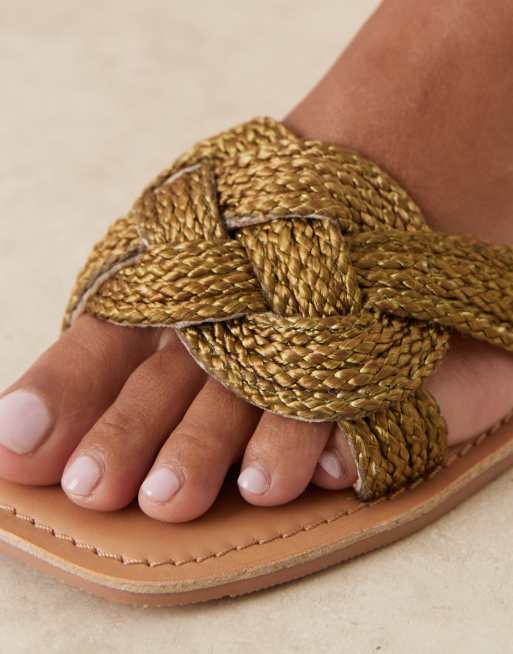 Sandalias caquis con diseño entretejido Flora de ASOS DESIGN, 3 de 4