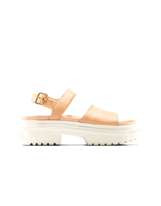 Sandalias color arena, blanco garza y dorado claro con tacón dentado Chuck Taylor All Star Lugged Heel de Converse