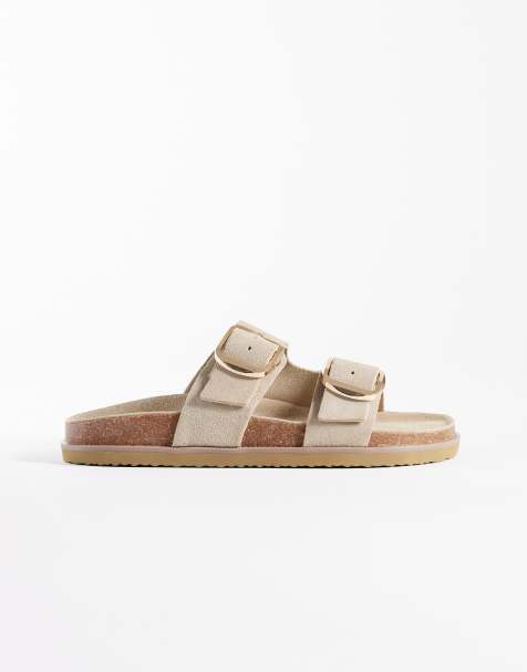 Sandalias color camel de cuero con dos hebillas de New Look - view 1