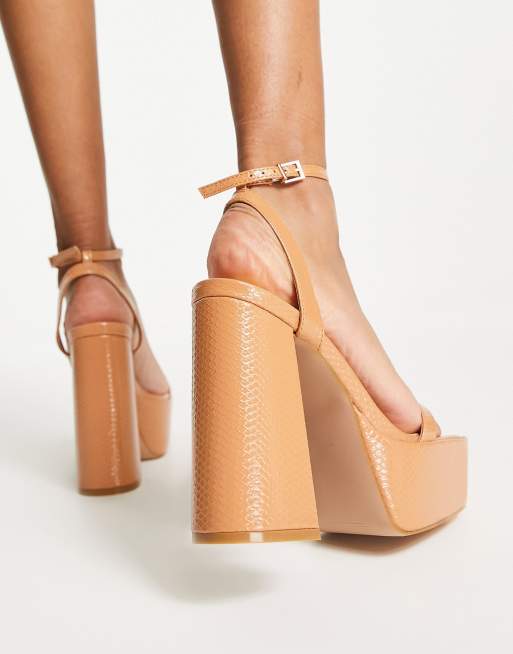 Sandalias color camel de tac n con plataforma de SIMMI London ASOS