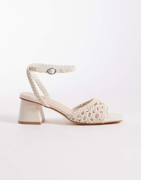 Sandalias color crema de tacón ancho con diseño entretejido Anita de London Rebel - view 1