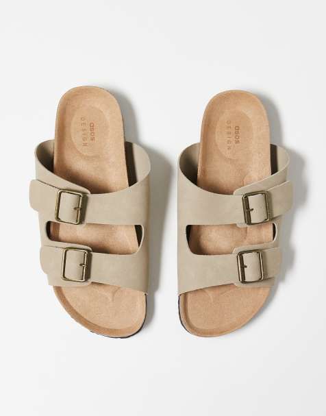 Sandalias color piedra con dos correas y suela de corcho de ASOS DESIGN - view 1
