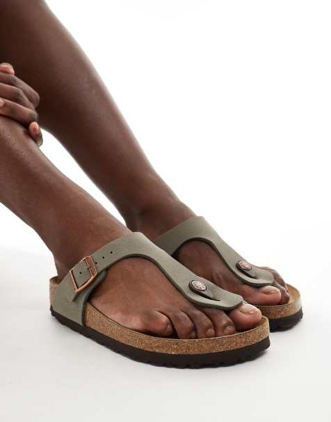 Sandalias color piedra de cuero engrasado Gizeh Birko-Flor de Birkenstock - view 1
