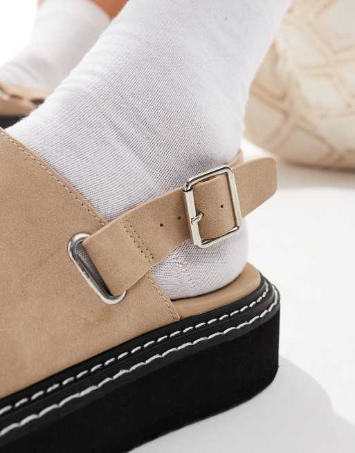 Sandalias color piedra estilo zuecos con correa talonera de ASOS DESIGN, 2 de 4