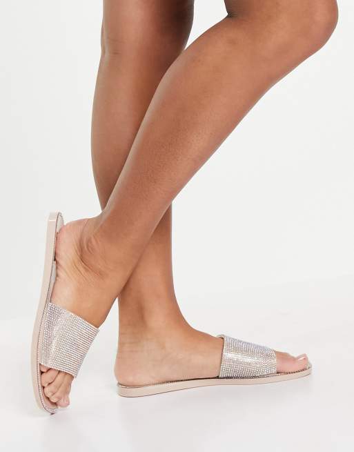 Sandalias color rubor de goma con pedrería Journi de Simmi London