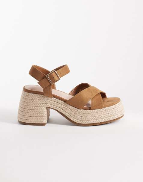 Sandalias color topo con plataforma y tacón grueso Aven de London Rebel - view 1