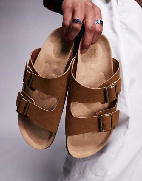 Sandalias color tostado con dos correas y suela de corcho de ASOS DESIGN - view 1