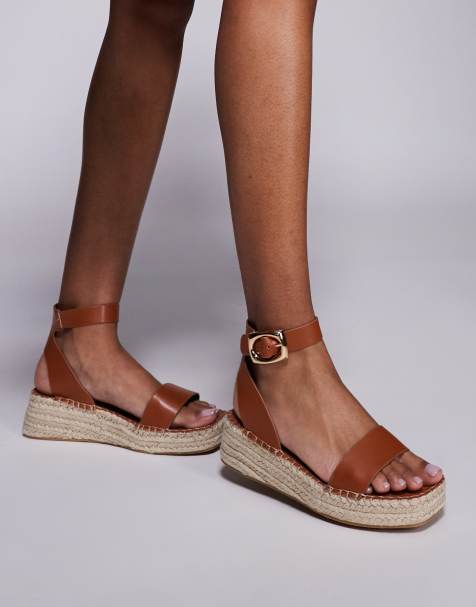 Sandalias color tostado estilo alpargata con diseño en dos partes de tejido efecto lino de South Beach - view 1
