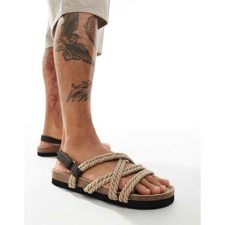 Sandalias con correas cruzadas y detalles de cuerda de ASOS DESIGN