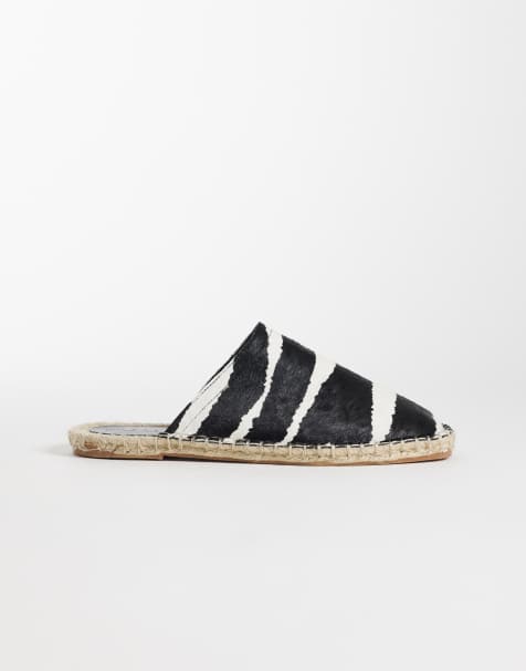 Sandalias de cuero auténtico con acabado de pelo, estampado de cebra y suela estilo alpargata Joline de ASOS DESIGN - view 1