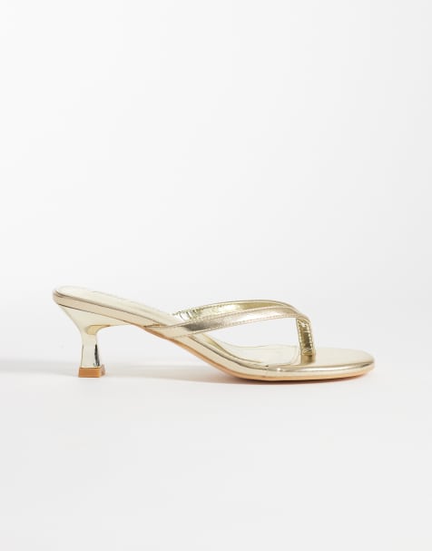 Sandalias de dedo doradas con tacón bajo Evermore de Public Desire - view 1