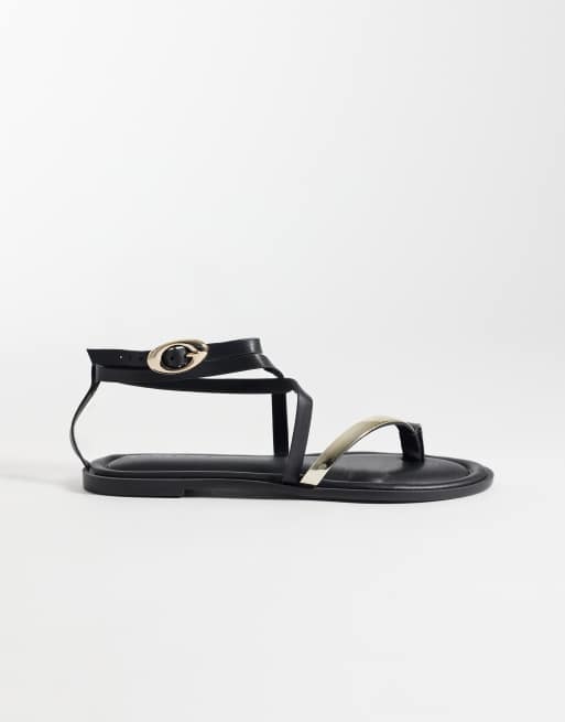 Sandalias de dedo negras con diseño de tiras Florence de ASOS DESIGN, 2 de 4