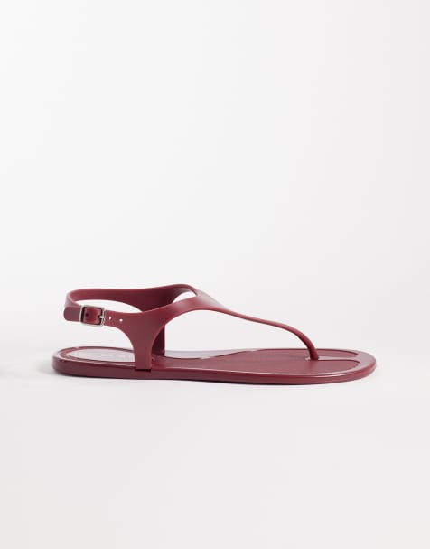 Sandalias de dedo rojas de goma con detalle de hebilla de SEQWL - view 1