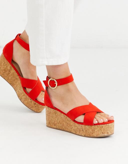 Sandalias de plataforma plana de corcho de Oasis ASOS