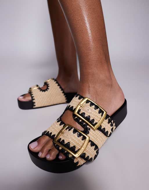 Sandalias de rafia natural con diseño de tiras con hebilla On Deck de Steve Madden, 3 de 4